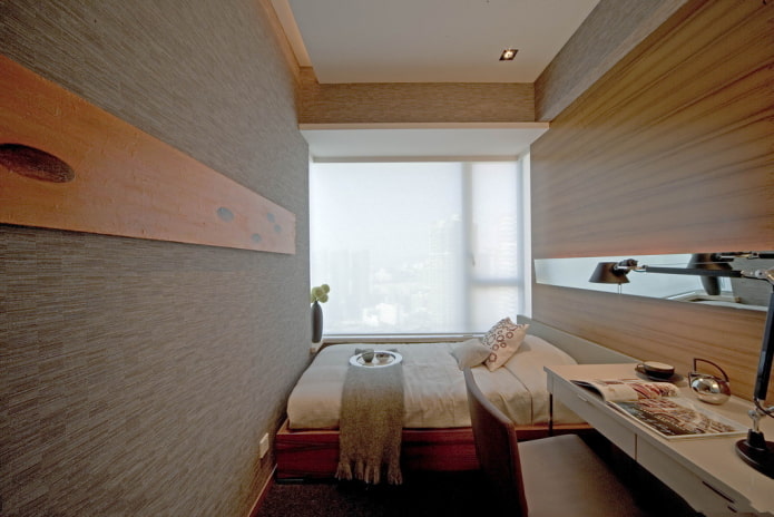Papier peint à l'intérieur d'une chambre étroite