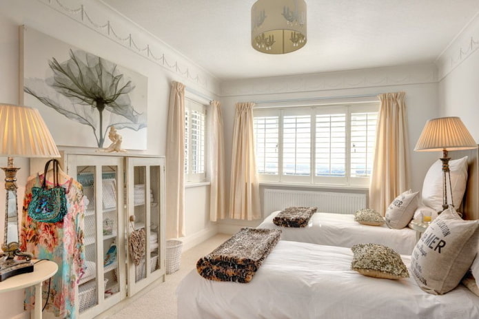 chambre étroite de style shabby chic