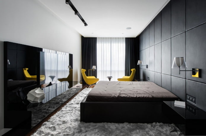 Chambre étroite de style moderne
