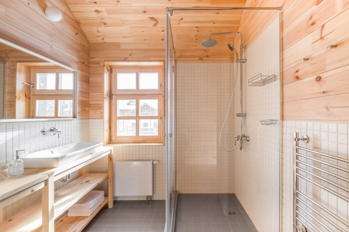 finition salle de bain bois