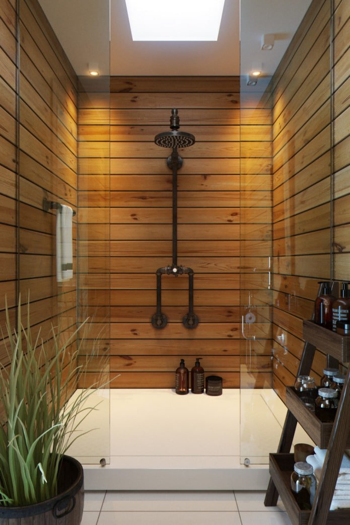 Finition de douche en bois