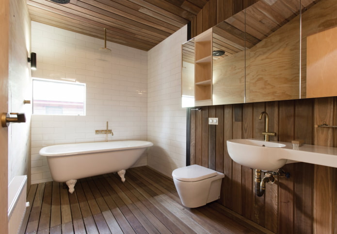 finition salle de bains bois