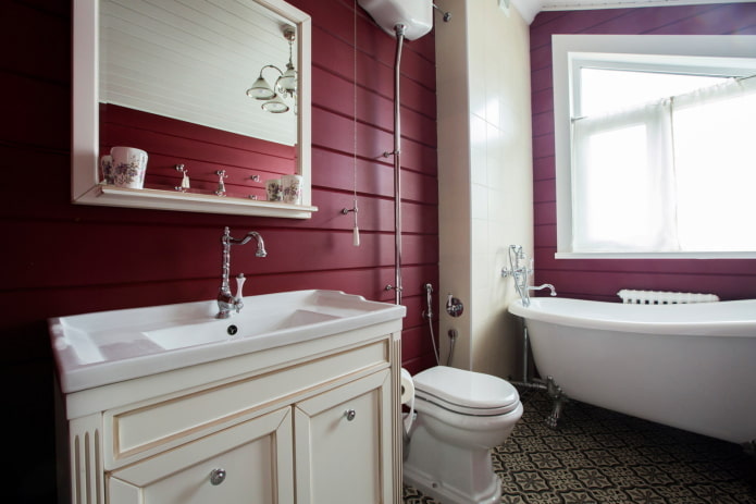 salle de bain rouge