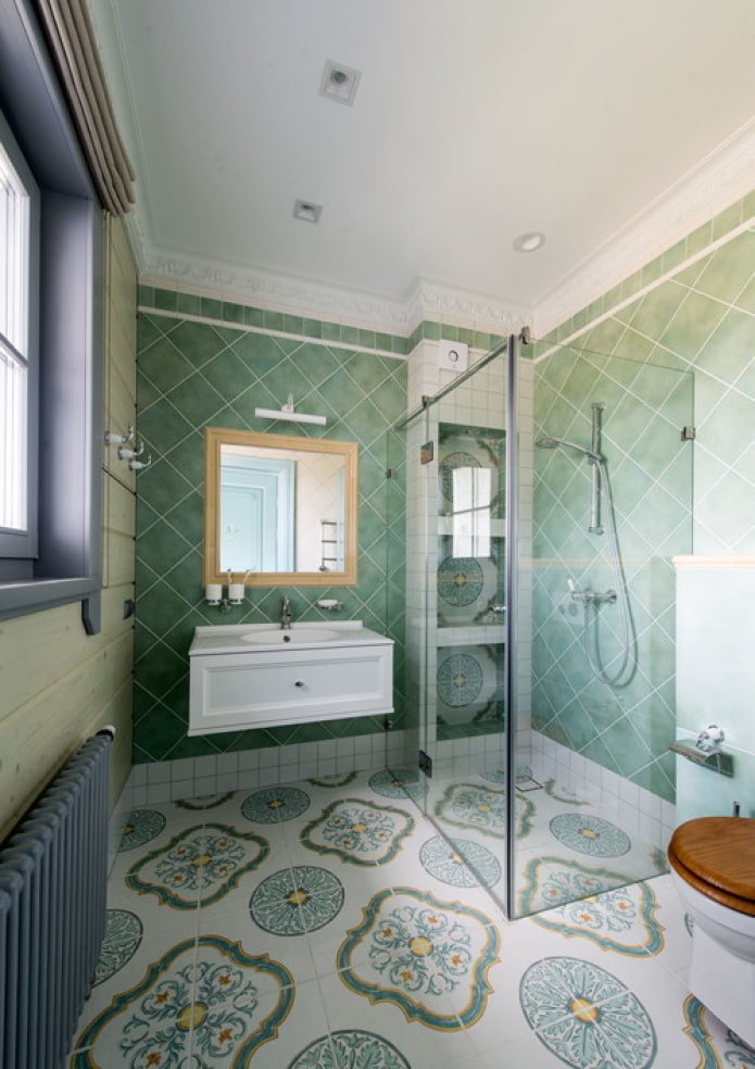 douche aux tons turquoise