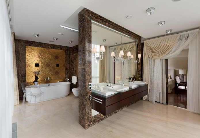 plafond tendu mat dans la salle de bain