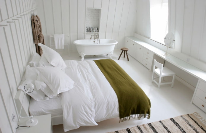 Salle de bain-chambre avec sol autonivelant