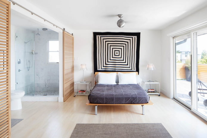 Douche dans une chambre scandinave