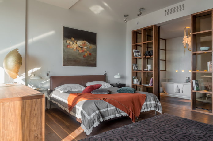 Salle de bain dans la chambre derrière le support