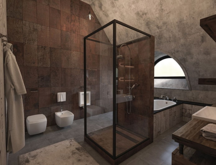 Conception de salle de bain de style loft