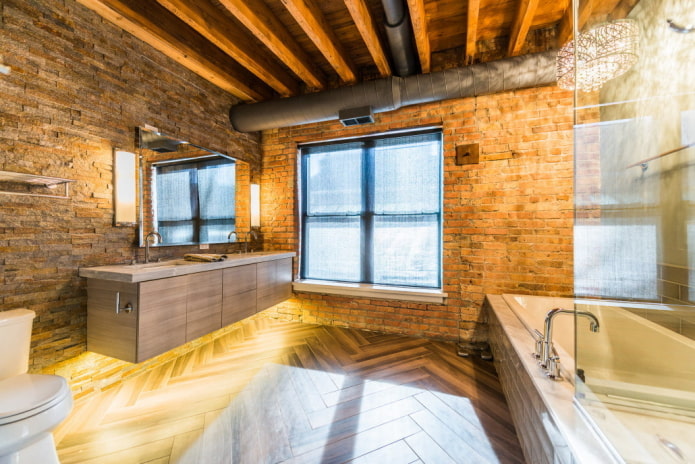 Décoration de salle de bains de style loft