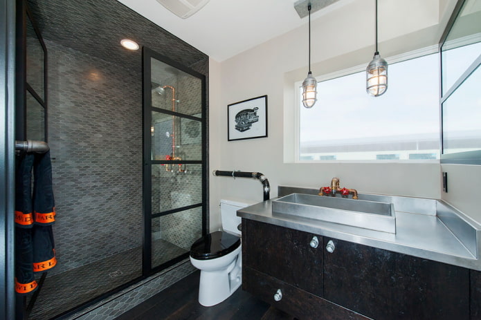conception de salle de bains dans le style loft