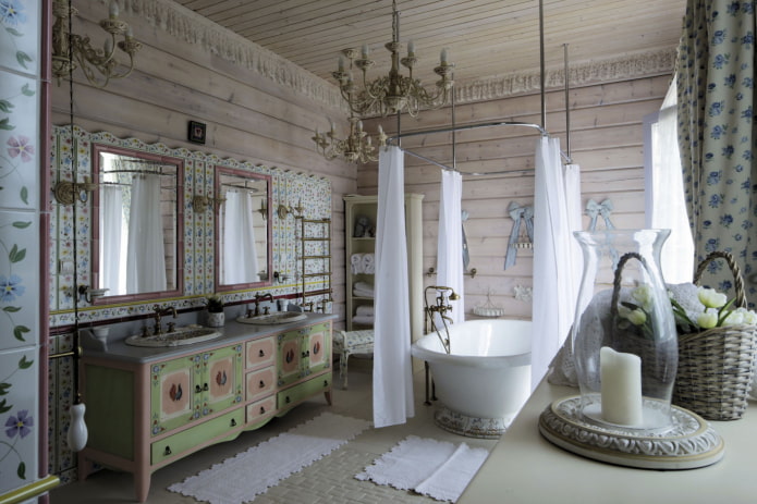 Salle de bain spacieuse avec vasque au milieu