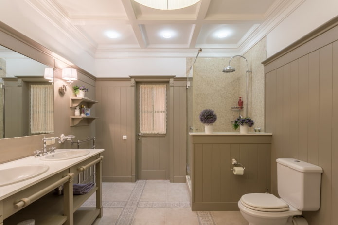 Salle de bain dans des tons gris chauds
