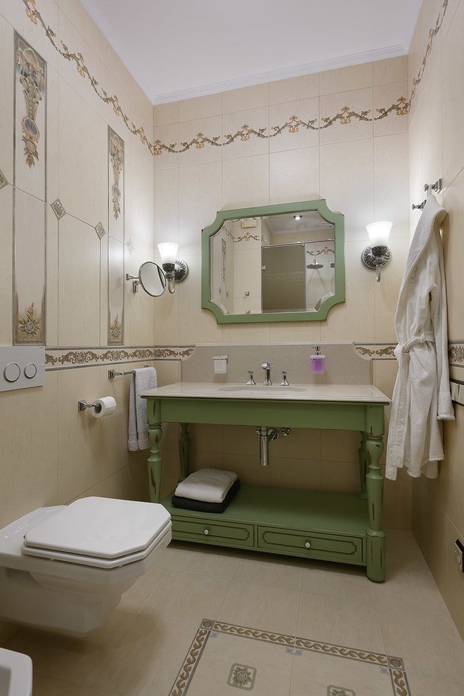 Toilettes avec un lavabo de style provençal