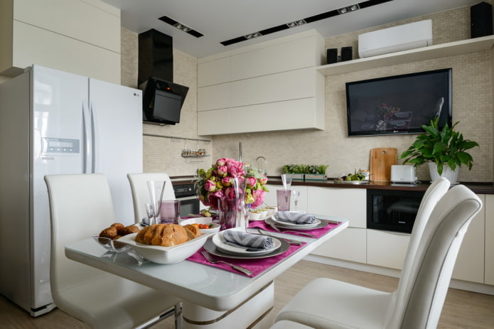 Placement du téléviseur dans l'intérieur de la cuisine