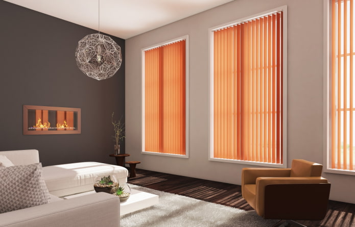 lamelles verticales orange à l'intérieur