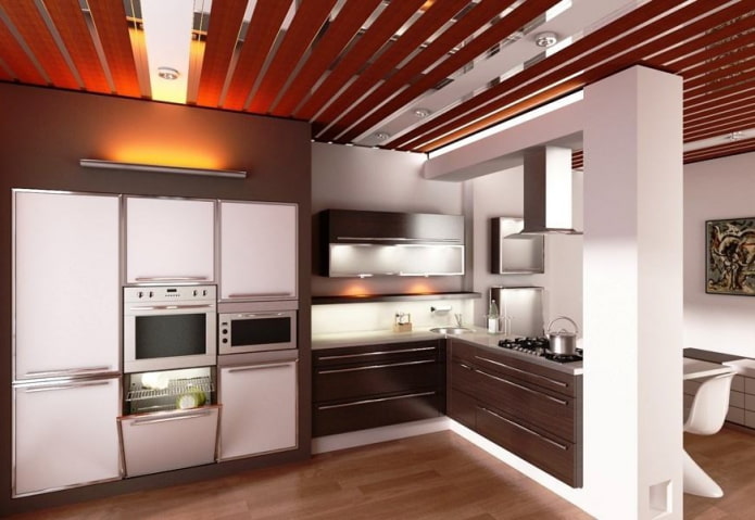 panneaux en aluminium au plafond de la cuisine
