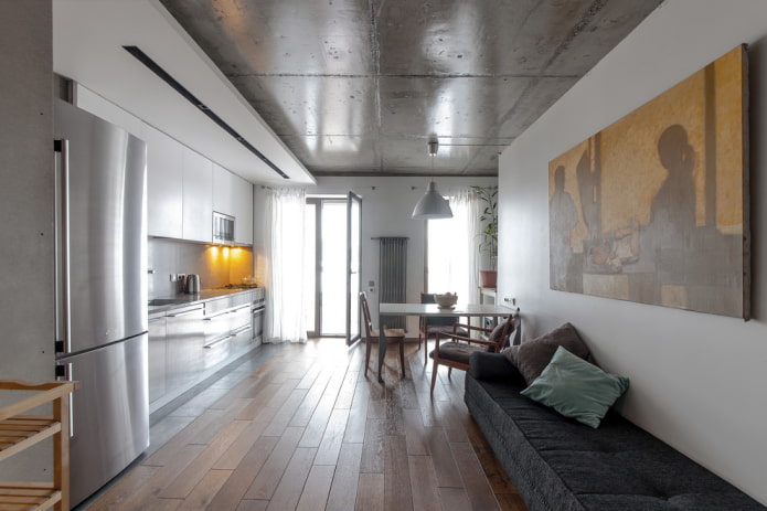 plafond en béton dans l'intérieur de la cuisine
