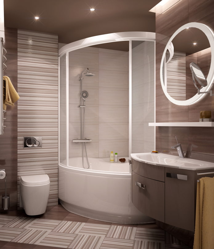 Disposition originale du carrelage dans une petite salle de bain
