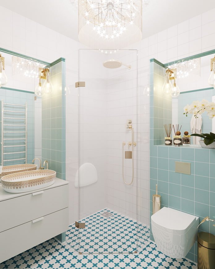 douche d'angle transparente