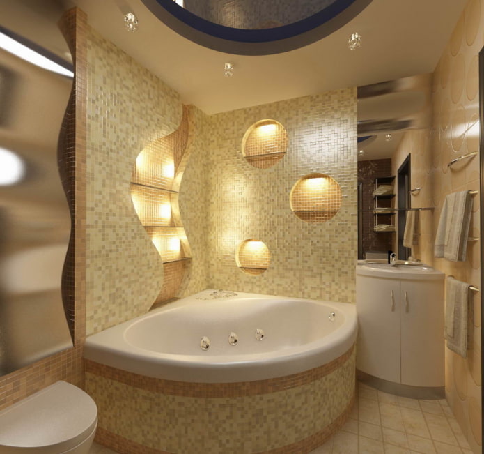 bel éclairage dans la salle de bains