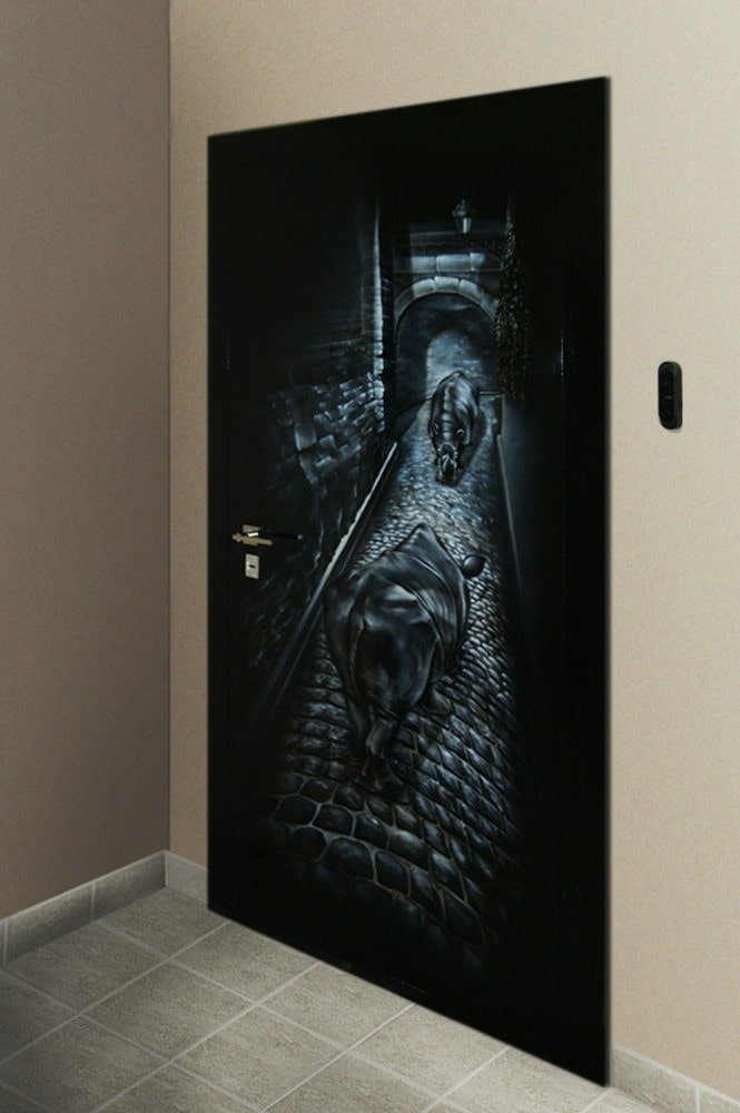 Porte d'entrée avec aérographe