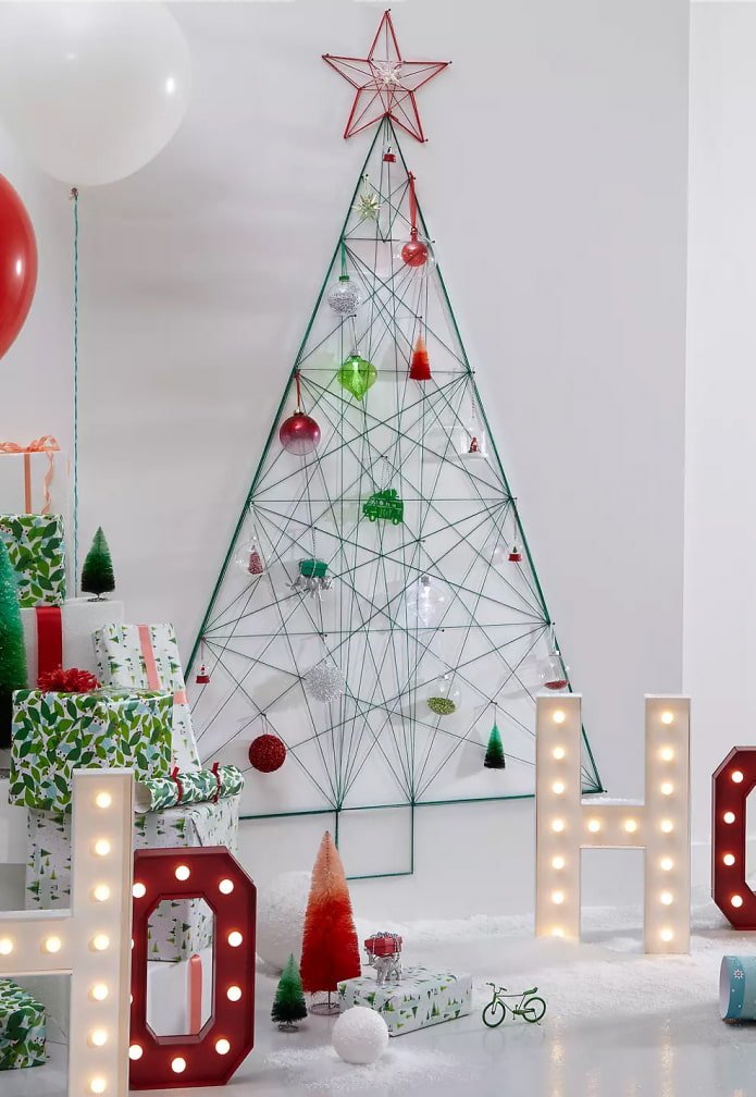 Sapin de Noël mural en fil