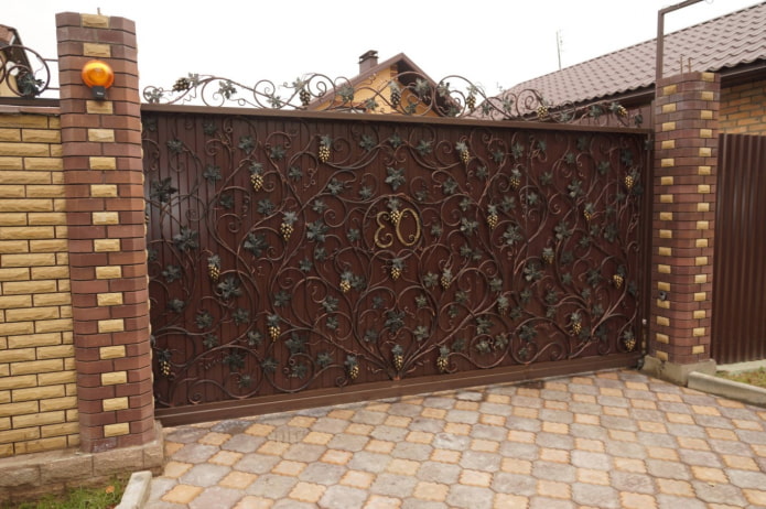Portails décorés d'éléments forgés