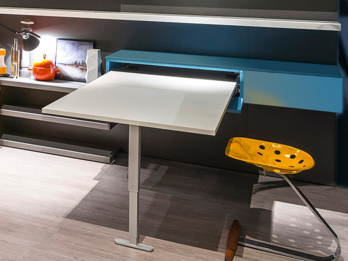 bureau coulissant à l'intérieur