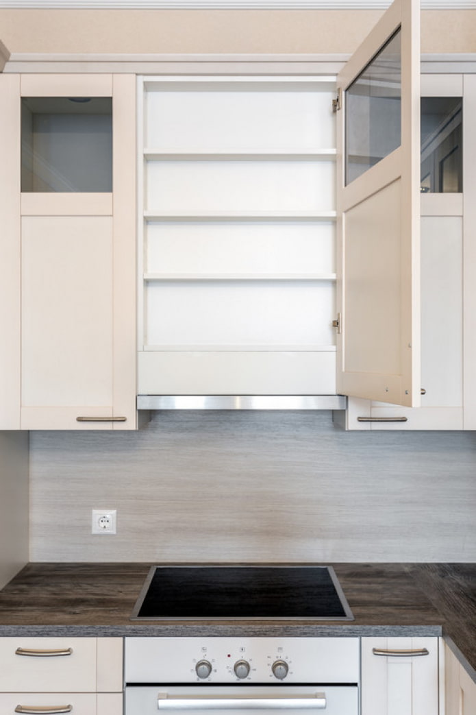 drawer above the hood