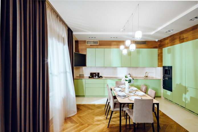Décoration de cuisine dans les tons verts