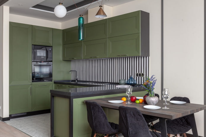 Meubles de cuisine aux tons verts