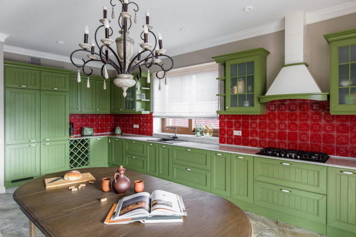 Décoration de cuisine dans les tons verts