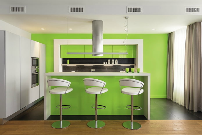Décoration de cuisine dans les tons verts