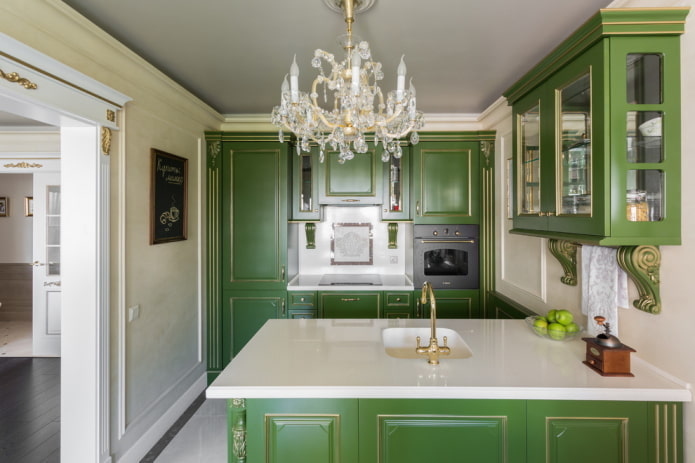 conception de cuisine dans les tons verts