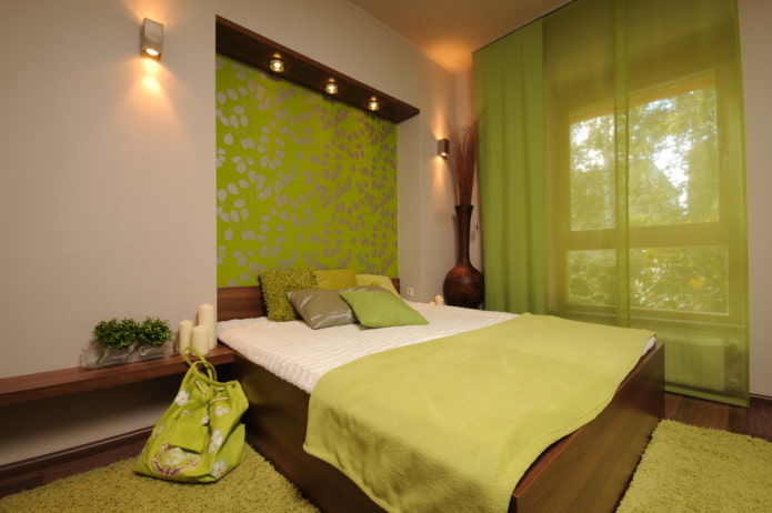 Combinaison de couleurs dans les tons verts de la chambre