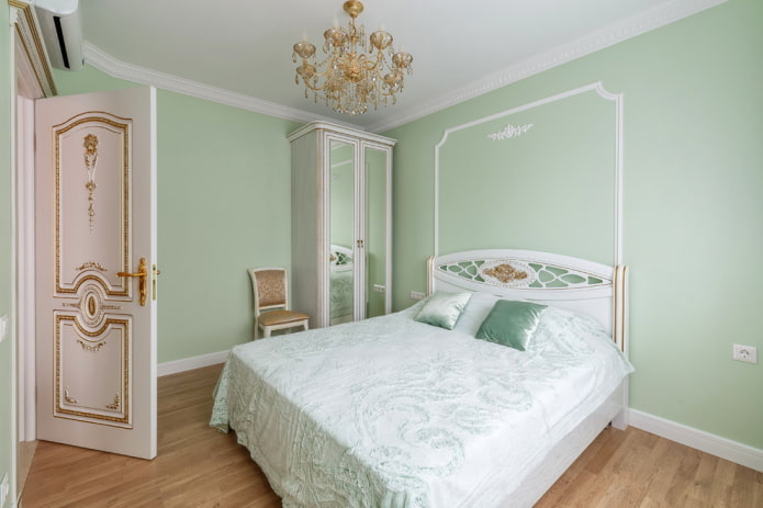 Intérieur de chambre aux nuances de menthe