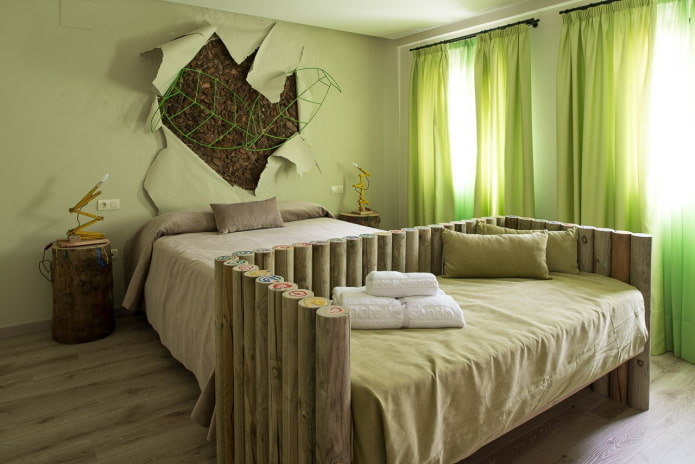 chambre verte de style écologique