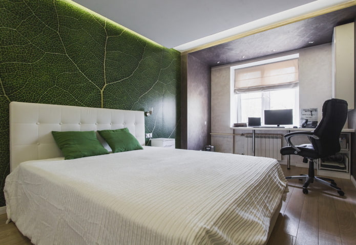 Combinaison de couleurs dans les tons verts à l'intérieur d'une chambre