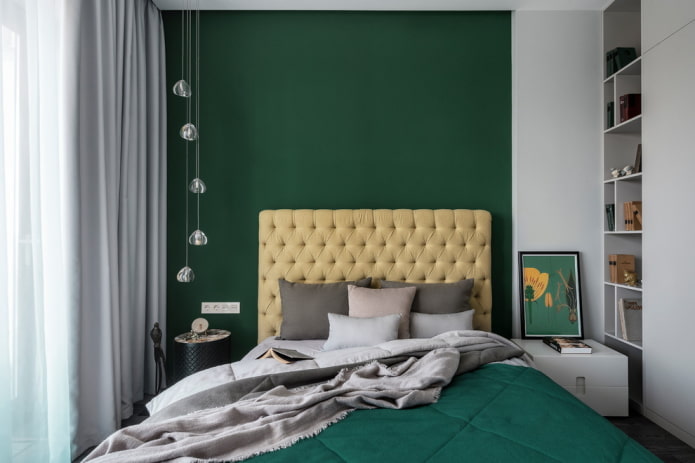 Décoration de chambre dans les tons verts