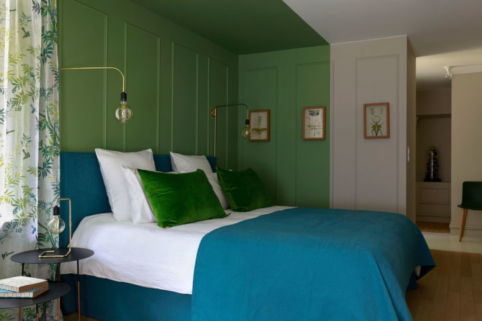 Décoration de chambre dans les tons verts