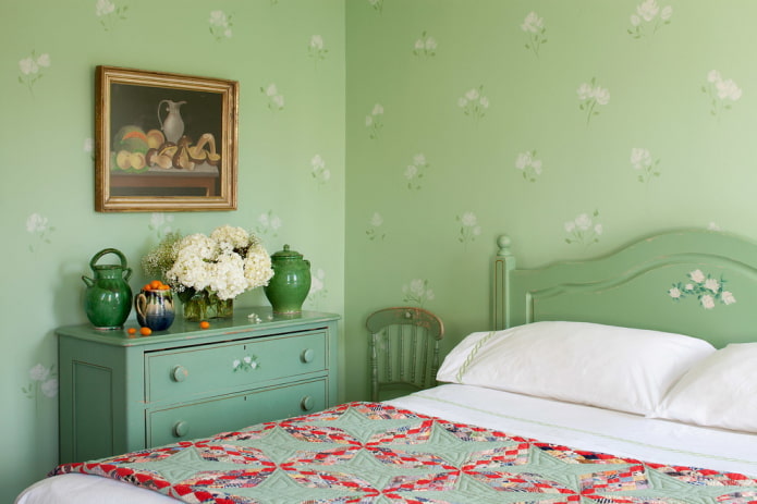 Chambre verte de style provençal