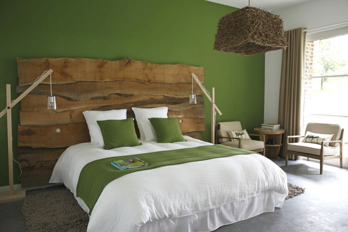 Design de chambre dans les tons verts