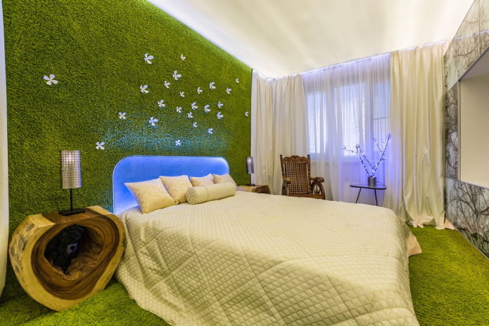 Décoration de chambre dans les tons verts