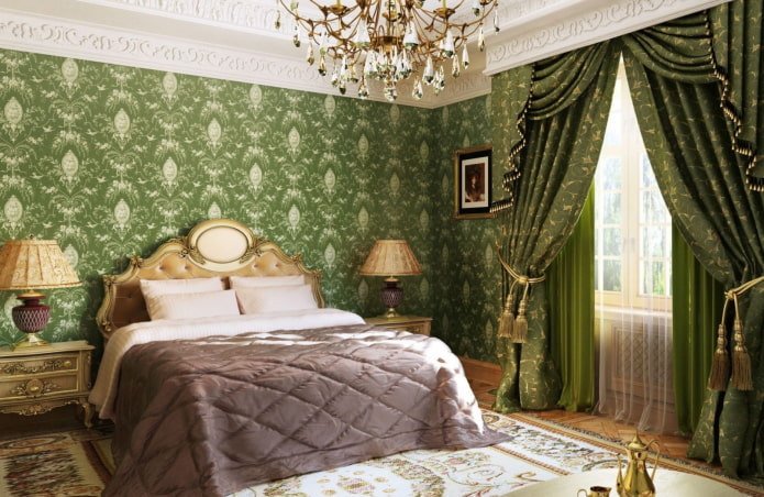 chambre verte de style classique