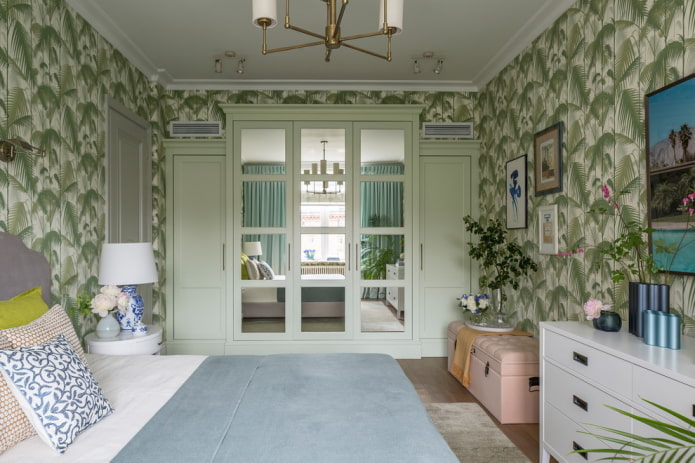 Décoration de chambre dans les tons verts