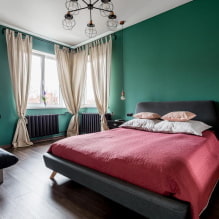 Chambre verte : nuances, combinaisons, choix de finitions, meubles, rideaux, éclairage-4