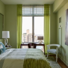 Chambre verte : nuances, combinaisons, choix de finitions, meubles, rideaux, éclairage-7