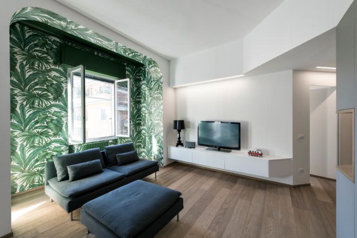Papier peint vert avec un motif de plantes