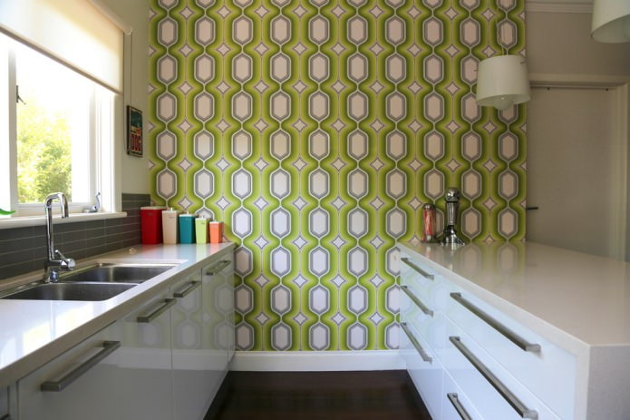 Papier peint blanc et vert